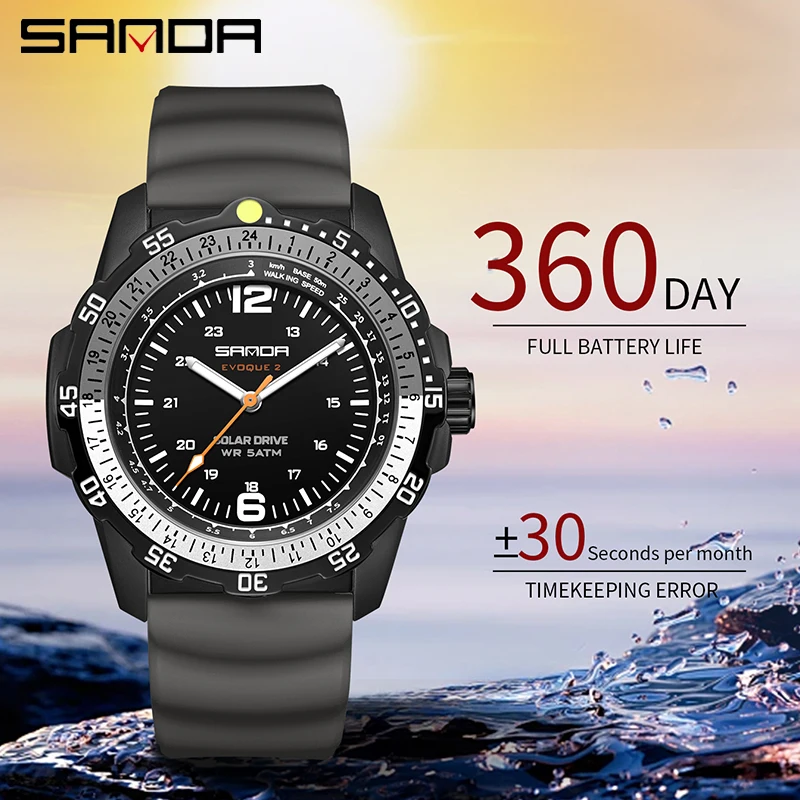 Solar Powered Watch - SANDA Luxe nieuwe herenhorloge op zonne-energie