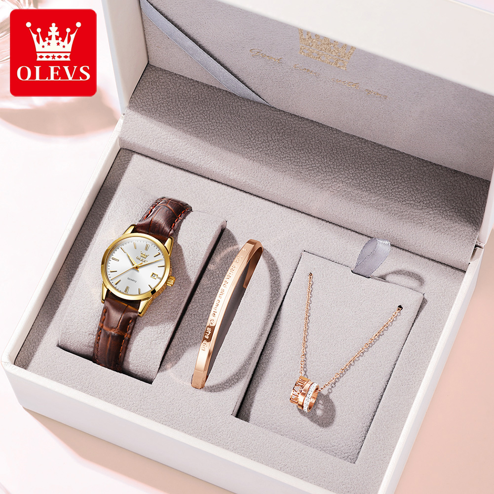 Leather Watch Strap - OLEVS horloge 6898 dameshorloges origineel elegant
