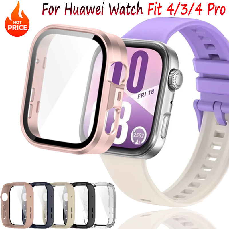 Huawei Smartwatch Watch Fit - Siliconen PC Case + Glas Voor