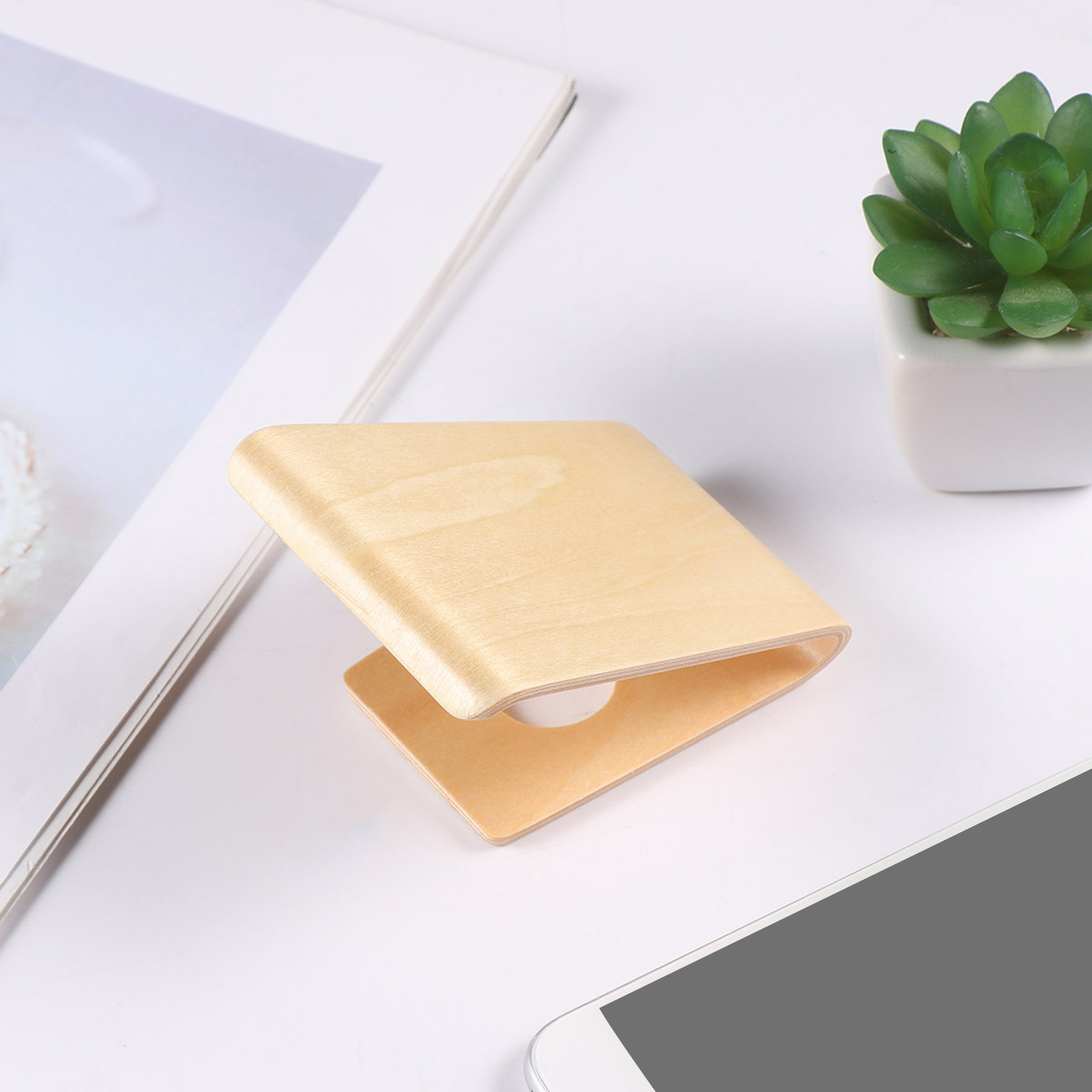 Watch S - Houten telefoonhouder van basswood, draagbare mobiele