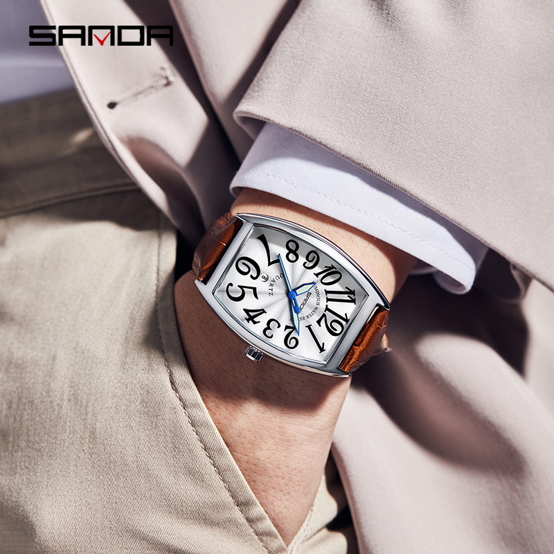 Leather Watch Strap - SANDA Nieuw quartz herenhorloge Casual mode