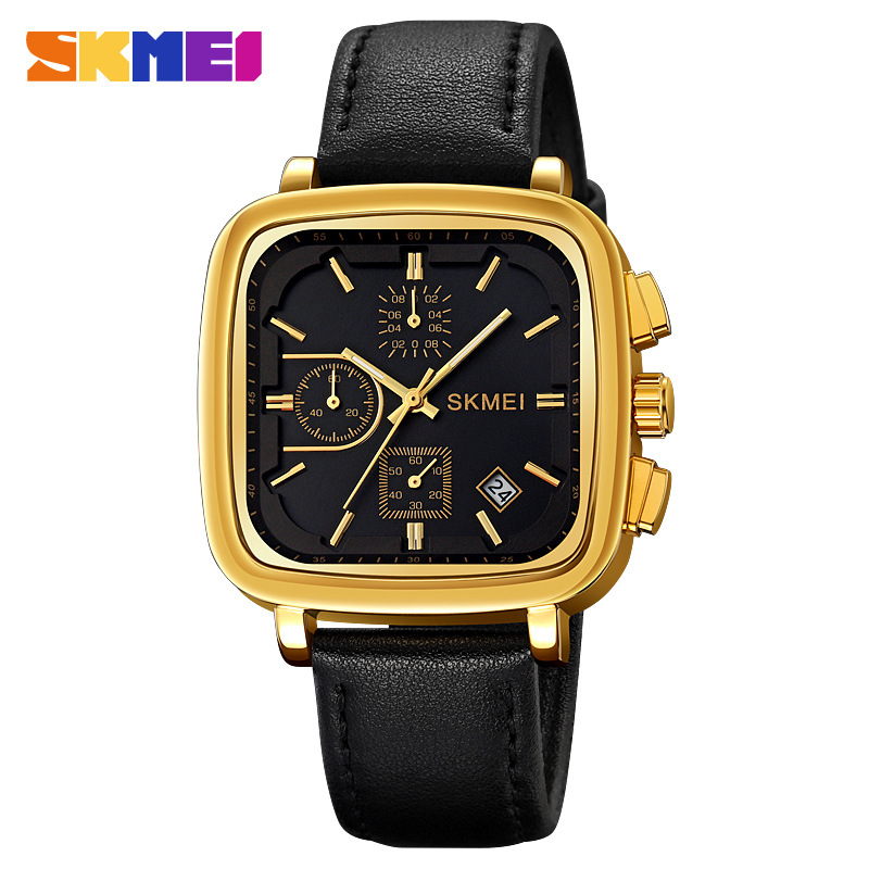 Leather Watch Strap - Vierkant herenhorloge quartz waterdicht lederen band