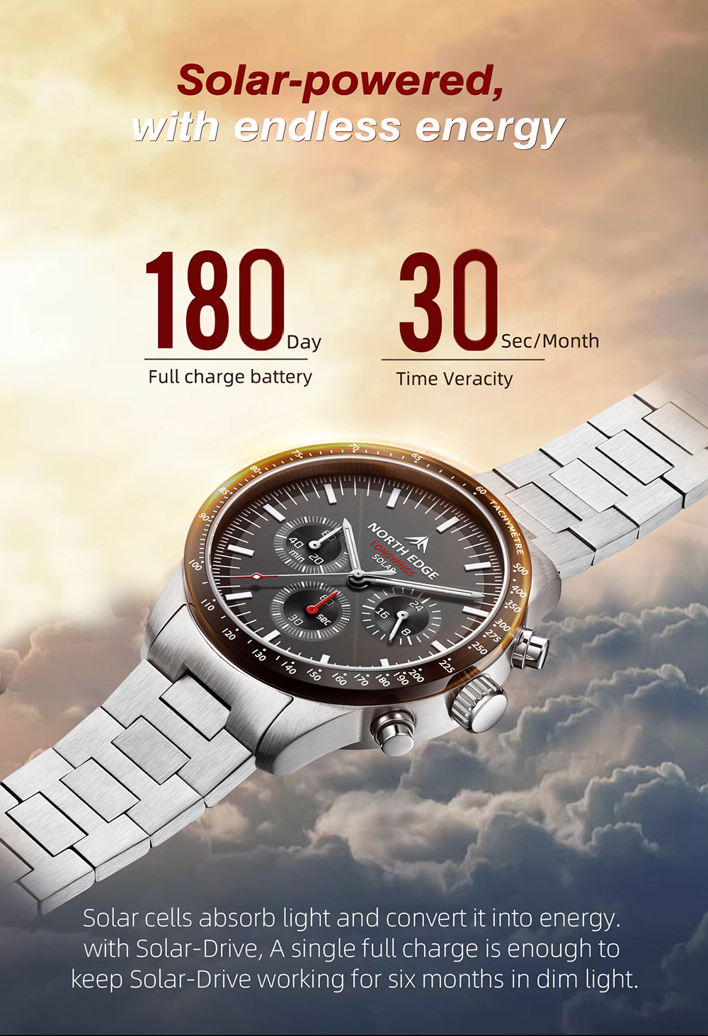 Solar Powered Watch - Nieuw 2026 Pointer Solar Oplaadbaar Quartz