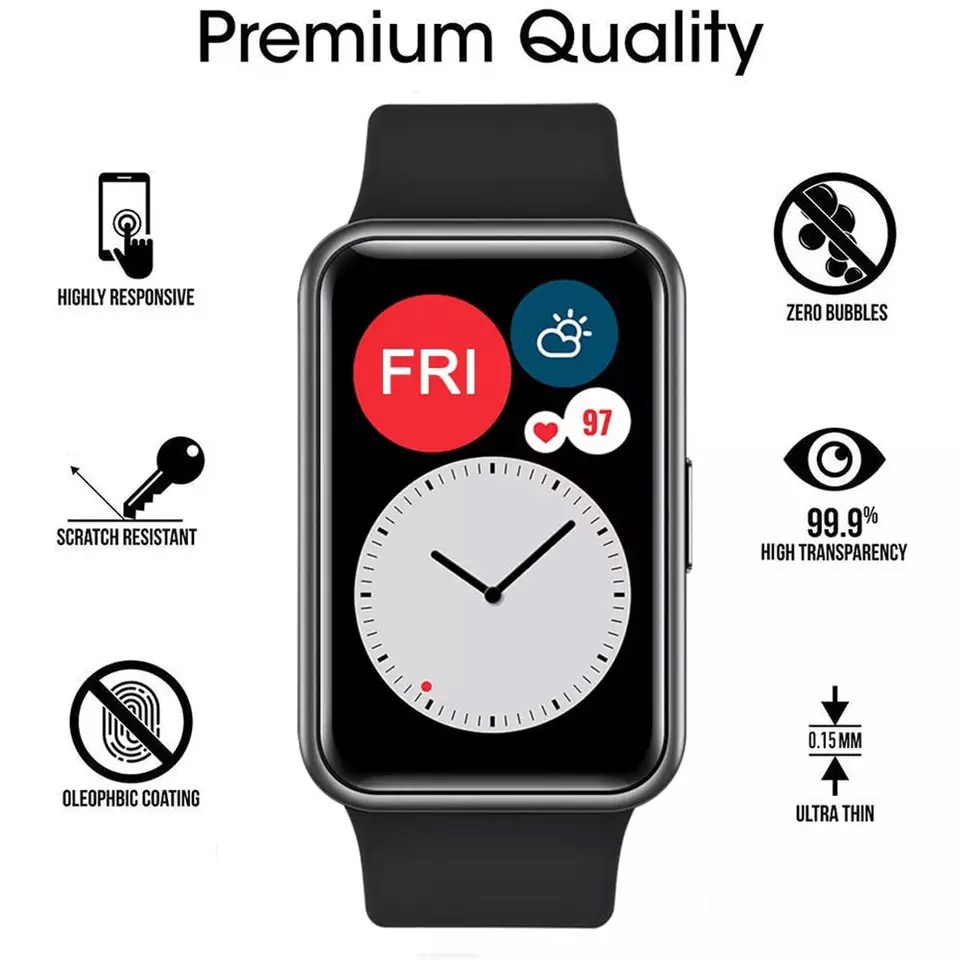 Huawei Smartwatch Watch Fit - Beschermend zacht glas voor Huawei Watch