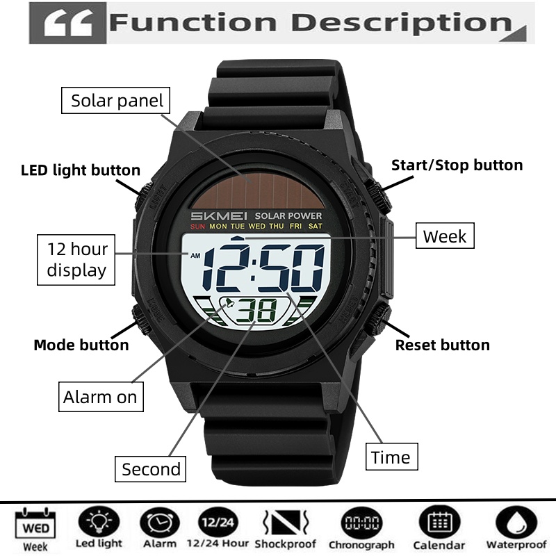 Skmei zonne-energie digitale h - Solar Powered Watch recensie en prijs