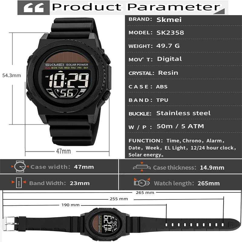 Skmei zonne-energie digitale h - Solar Powered Watch recensie en prijs