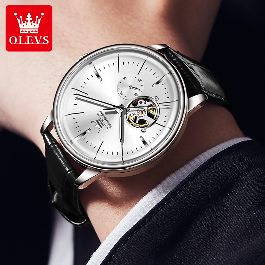 OLEVS 6708 Herenhorloge met le - Leather Watch Strap recensie en prijs
