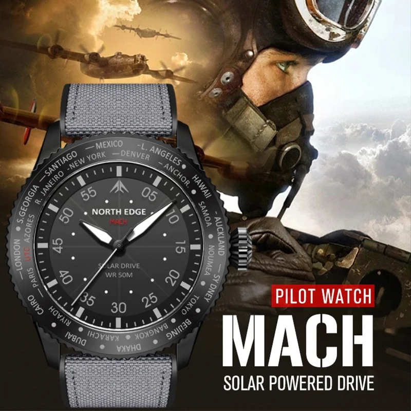 NORTH EDGE MACH Zonne-energie  - Solar Powered Watch recensie en prijs