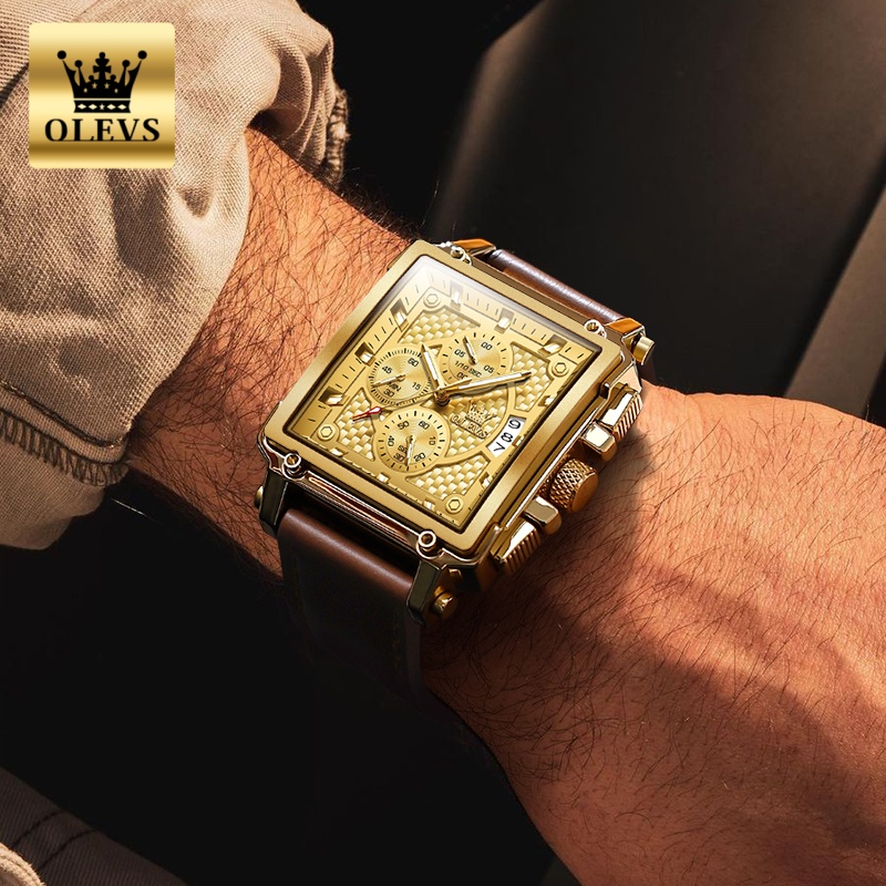 OLEVS merk herenhorloges water - Leather Watch Strap recensie en prijs